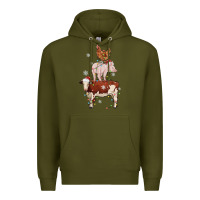 Army Green Merry Christmas Farm Animals Premium Hoodie - MaliasSmallBusiness
