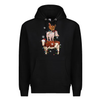 Black Merry Christmas Farm Animals Premium Hoodie - MaliasSmallBusiness