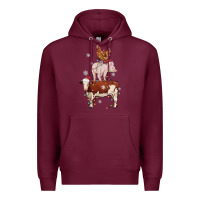 Burgundy Merry Christmas Farm Animals Premium Hoodie - MaliasSmallBusiness