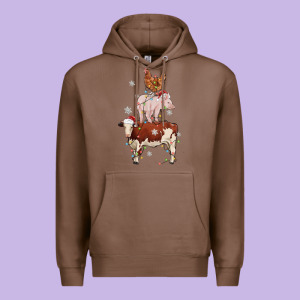 Merry Christmas Farm Animals Premium Hoodie Designed By Maliassmallbusiness