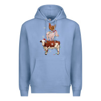 Colony Blue Merry Christmas Farm Animals Premium Hoodie - MaliasSmallBusiness