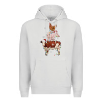 Dove Grey Merry Christmas Farm Animals Premium Hoodie - MaliasSmallBusiness