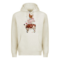 Oatmeal Heather Merry Christmas Farm Animals Premium Hoodie - MaliasSmallBusiness
