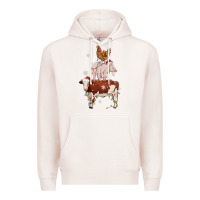 Pale Pink Merry Christmas Farm Animals Premium Hoodie - MaliasSmallBusiness