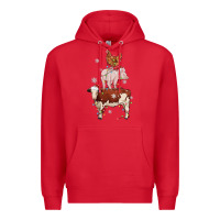 Red Merry Christmas Farm Animals Premium Hoodie - MaliasSmallBusiness