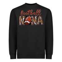 Black football nana with leopard Heavyweight Sweatshirt - texasbilliewilder