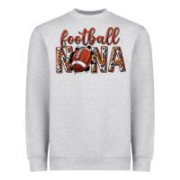 Heather Grey football nana with leopard Heavyweight Sweatshirt - texasbilliewilder