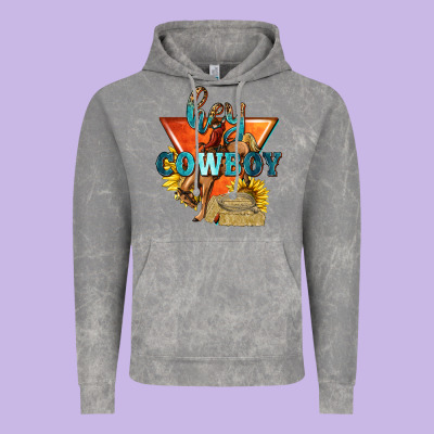 Hey Cowboy With Sunflowers Vintage Hoodie Designed By Texasbilliewilder