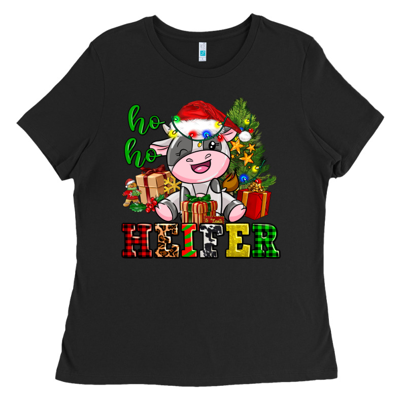 Ho Ho Heifer Little Cute Christmas Cow Ladies Tee by AdoDesignShop | Teevron