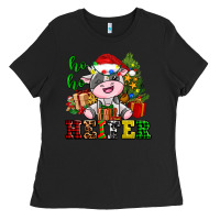 Black ho ho heifer little cute christmas cow Ladies Tee - AdoDesignShop