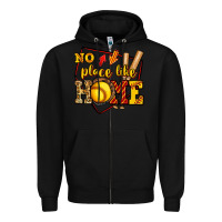 Black no place like home softball Zipper Hoodie - Jasminsmagicworld