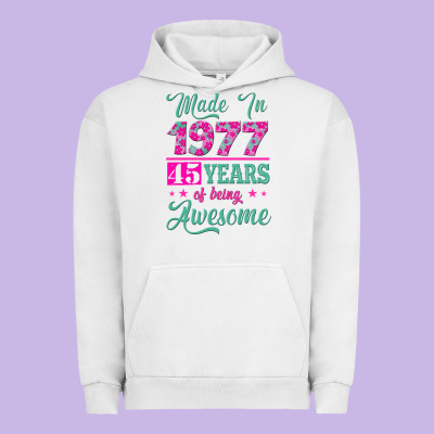 Made In 1977, 45 Years Of Being Awesome Urban Hoodie Designed By Jasminsmagicworld