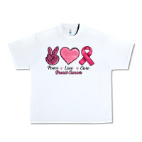 Breast Cancer Peace Love Cure Urban Heavy Tee | Teevron