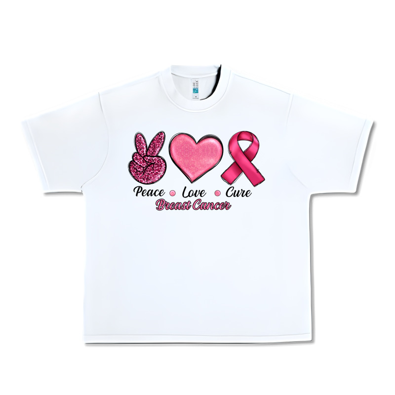 Breast Cancer Peace Love Cure Urban Heavy Tee by RanaPortraitStore | Teevron