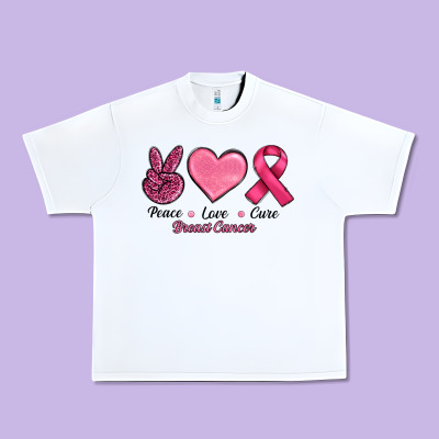 Breast Cancer Peace Love Cure Urban Heavy Tee Designed By Ranaportraitstore