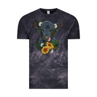 Cloud Black baby cow black angus calf with flowers Vintage Tee - RanaPortraitStore