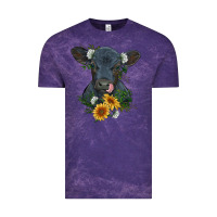 Cloud Purple baby cow black angus calf with flowers Vintage Tee - RanaPortraitStore