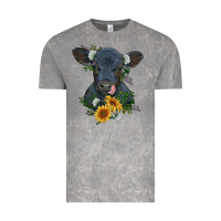 Cloud Rock baby cow black angus calf with flowers Vintage Tee - RanaPortraitStore