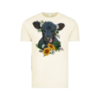 Vintage Arctic baby cow black angus calf with flowers Vintage Tee - RanaPortraitStore