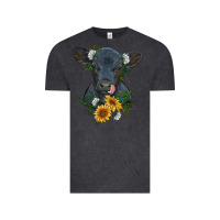 Vintage Black baby cow black angus calf with flowers Vintage Tee - RanaPortraitStore