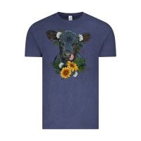 Baby Cow Black Angus Calf With Flowers Vintage Tee | Teevron
