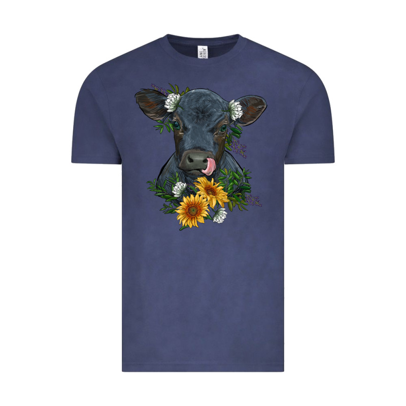 Baby Cow Black Angus Calf With Flowers Vintage Tee by RanaPortraitStore | Teevron