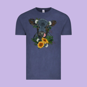 Baby Cow Black Angus Calf With Flowers Vintage Tee Designed By Ranaportraitstore
