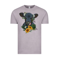 Vintage Zinc baby cow black angus calf with flowers Vintage Tee - RanaPortraitStore