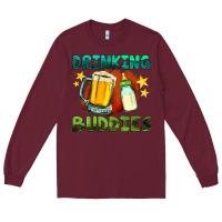 Burgundy drinking buddies with baby bottle and beer Long Sleeve Tee - HRA Design Shop
