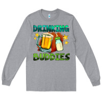 Heather Grey drinking buddies with baby bottle and beer Long Sleeve Tee - HRA Design Shop