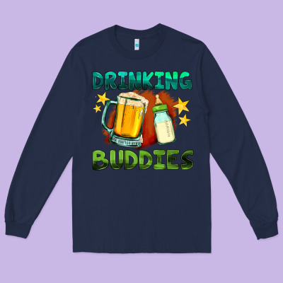 Drinking Buddies With Baby Bottle And Beer Long Sleeve Tee Designed By Hra Design Shop
