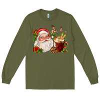 Army Green santa and hot cocoa cup Long Sleeve Tee - FaDigitalArtStudio