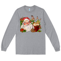 Heather Grey santa and hot cocoa cup Long Sleeve Tee - FaDigitalArtStudio