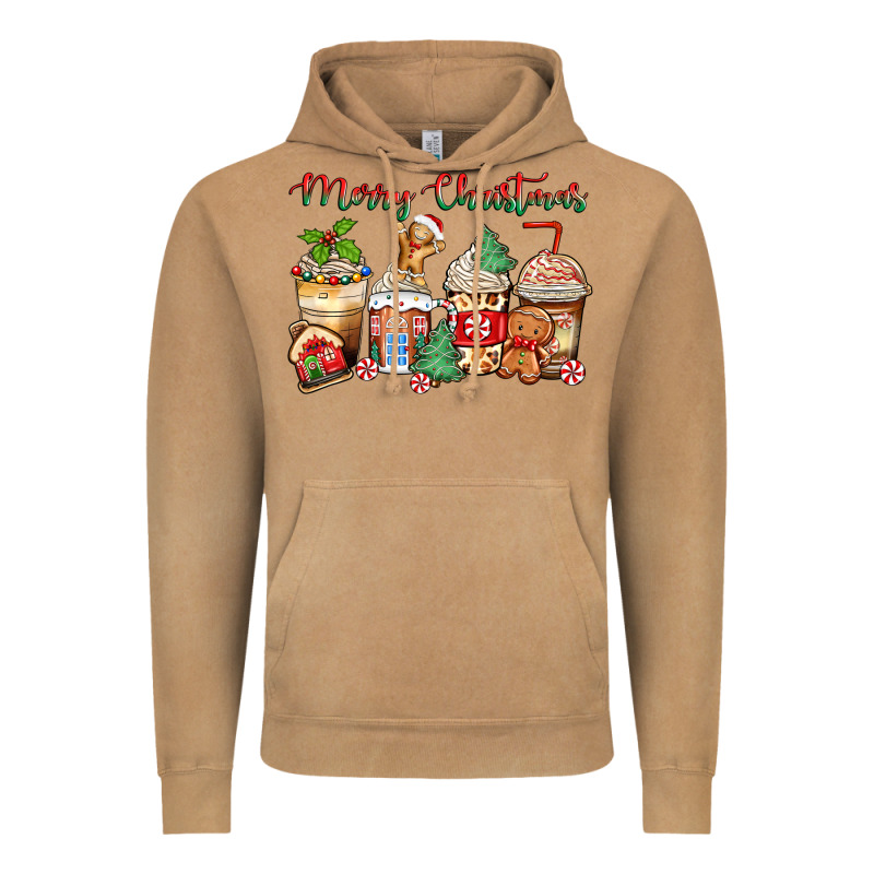 Merry Christmas Gingerbread Coffee Cups Vintage Hoodie by Zillion Design Studio | Teevron