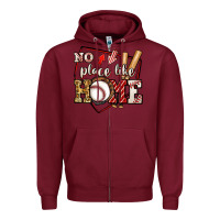 Burgundy no place like home baseball Zipper Hoodie - Jasminsmagicworld