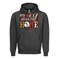 Charcoal Heather no place like home baseball Zipper Hoodie - Jasminsmagicworld
