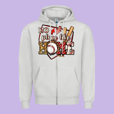 No Place Like Home Baseball Zipper Hoodie Designed By Jasminsmagicworld