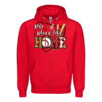 Red no place like home baseball Zipper Hoodie - Jasminsmagicworld