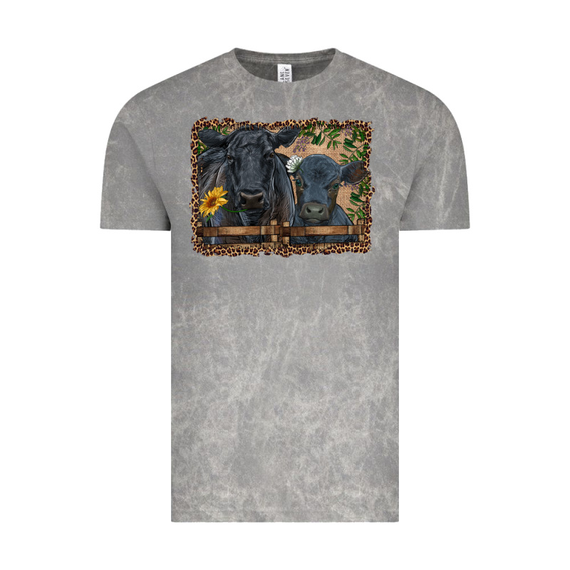 Western Black Angus Cattle And Calf With Leopard Vintage Tee by RanaPortraitStore | Teevron