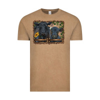 Vintage Coffee western black angus cattle and calf with leopard Vintage Tee - RanaPortraitStore
