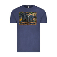 Vintage Denim western black angus cattle and calf with leopard Vintage Tee - RanaPortraitStore