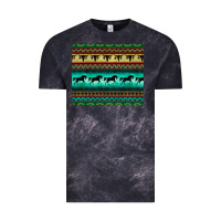 Cloud Black turquoise horse and bullskull aztec  pattern Vintage Tee - BarkalooDesign