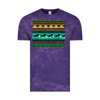 Cloud Purple turquoise horse and bullskull aztec  pattern Vintage Tee - BarkalooDesign