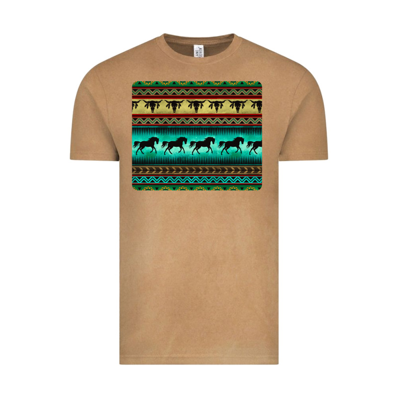 Turquoise Horse And Bullskull Aztec  Pattern Vintage Tee by BarkalooDesign | Teevron
