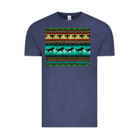 Vintage Denim turquoise horse and bullskull aztec  pattern Vintage Tee - BarkalooDesign