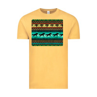 Vintage Mustard turquoise horse and bullskull aztec  pattern Vintage Tee - BarkalooDesign