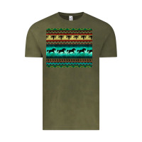 Vintage Olive turquoise horse and bullskull aztec  pattern Vintage Tee - BarkalooDesign