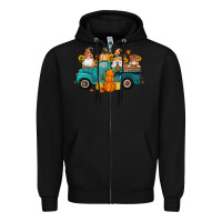 Black fall gnomes truck pumpkin sunflowers Zipper Hoodie - Artiststas