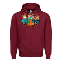 Fall Gnomes Truck Pumpkin Sunflowers Zipper Hoodie | Teevron