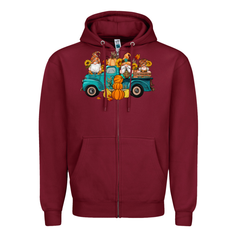 Fall Gnomes Truck Pumpkin Sunflowers Zipper Hoodie by Artiststas | Teevron